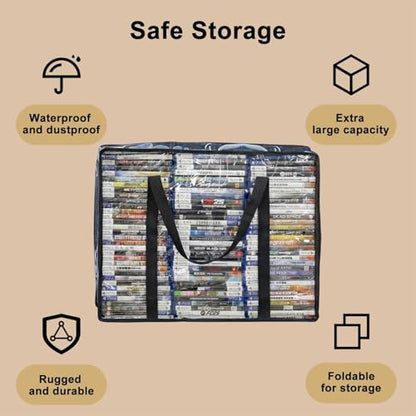 CD DVD Storage Bags, 2-Pack Clear Blu-ray Storage Bags with Zipper & Handles | Holds 90 Blu-Ray, 70 DVD | Media & Video Game Storage Organizer for VHS, Discs - size: 2 Pack