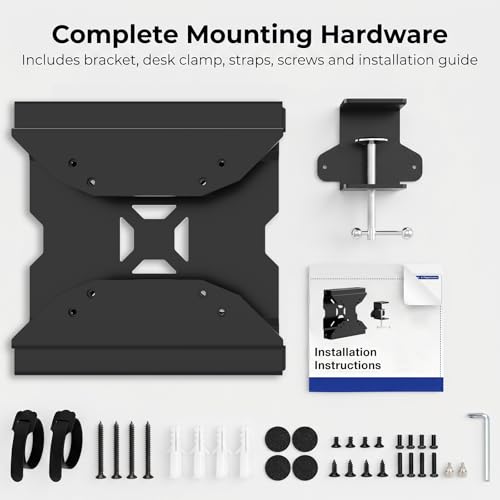 Mini PC VESA Mount for Lenovo with Desk Clamp Behind Monitor/Wall/Under Desk/C-Clamp Desktop Mounting Bracket for Lenovo ThinkCentre M600 M700 M710Q M910Q Tiny Desktops Mini PC Mount to Monitor Arm