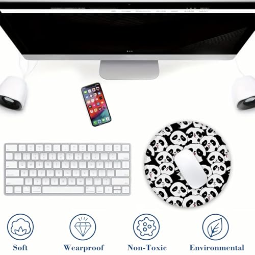 Cute Panda Mouse Pad Round Mouse Mat, Non-Slip Rubber Base Mousepad with Stitched Edge for Wireless Computer Laptop Office Desk Accessories 8 x 8 Inches - color: Cute Panda