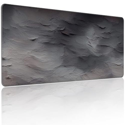 XXL Gray Mouse Pad with a Cement Wall Texture Design, 35.4 x 15.7 inches, Non-Slip Rubber Base, and Waterproof Microfiber Cloth Surface, Suitable for Home Office and Work environments. - color: Gray Concrete Cement Print
