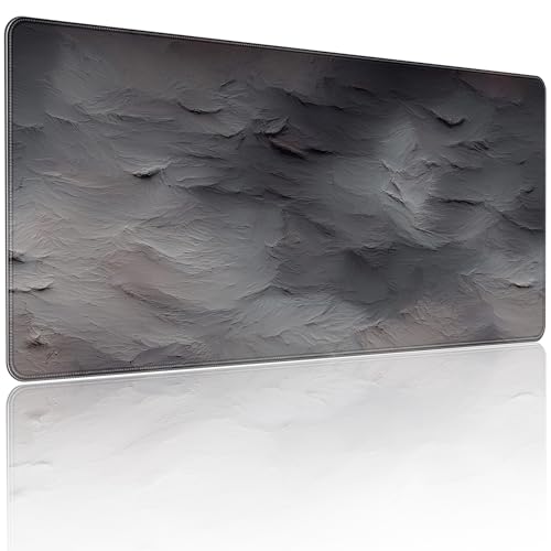 XXL Gray Mouse Pad with a Cement Wall Texture Design, 35.4 x 15.7 inches, Non-Slip Rubber Base, and Waterproof Microfiber Cloth Surface, Suitable for Home Office and Work environments. - color: Gray Concrete Cement Print