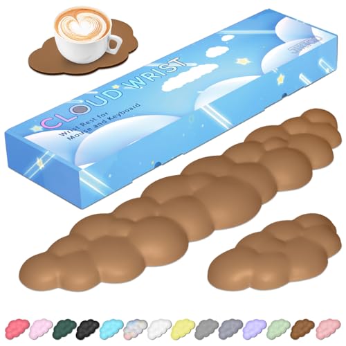 JIKIOU Upgrade Leather Cloud Keyboard Wrist Rest, Cloud Wrist Rest with Non-Slip PU Base, Comfortable Memory Foam Wrist Rest for Computer Laptop Mac Gaming Office and Pain Relief Christmas Wish Gift - color: 10brown