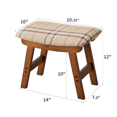 Kitsanery Foot Stool,Ottoman,Bamboo Small Sofa Foot Rest Under Desk,Extra Seating for Living Room, Bedroom and Kitchen (Brown Stool Legs - Stripes Surface) - color: Brown Stool Legs - Stripes Surface