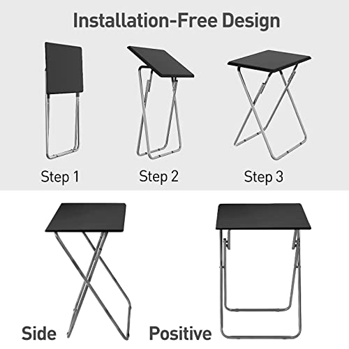 Garden 4 you Folding TV Tray Table,TV Dinner Table with Sturdy MDF Top,Eating Trays for Living Room with No Assembly Required, 2PCS (Black) - color: Black, size: 2pcs