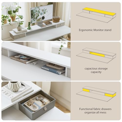 Agilestic 55 x 24 Inches Electric Standing Desk with 2 Storage Drawers, Stand Up Desk Adjustable Height, Sit and Stand Computer Table with Splice Board, White - color: White, size: 55 x 24 Inches with 2 drawers