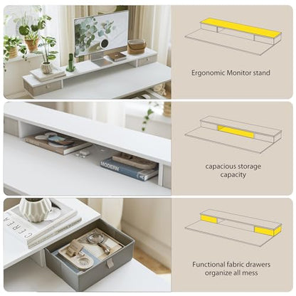 Agilestic 55 x 24 Inches Electric Standing Desk with 2 Storage Drawers, Stand Up Desk Adjustable Height, Sit and Stand Computer Table with Splice Board, White - color: White, size: 55 x 24 Inches with 2 drawers