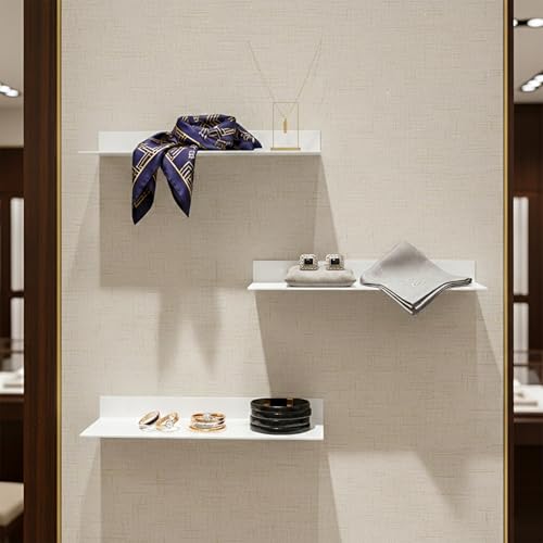 SIMOND STORE White Metal Floating Shelves 12" X 8" Small Heavy Duty Shelves | for Wall Mounted Gaming, Console, PlayStation, TV Shelf, small metal wall shelf for home office, router and media accessories - size: 12-inch X 8-inch Powder Coated White