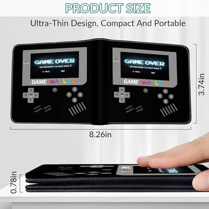 EXXBYELI Boys Wallet Gamepad Leather Wallets Credit Id Card Cash Holder Black Rfid Blocking Zipper Cute Cool Funny Aesthetic Wallets With Coin Pocket Id Window Teen Wallets for Boys Teenager Wallet - color: game-black2