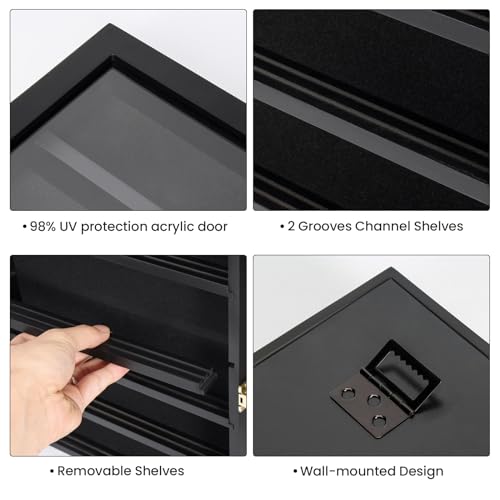 TJ.MOREE Minifigure Display Case for Collectibles, Mini Figure Display Case Wall Mount, 11 x 13.4 inches Black - color: Black-5-tier