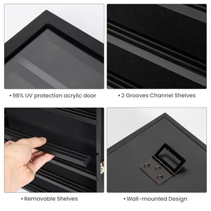 TJ.MOREE Minifigure Display Case for Collectibles, Mini Figure Display Case Wall Mount, 11 x 13.4 inches Black - color: Black-5-tier