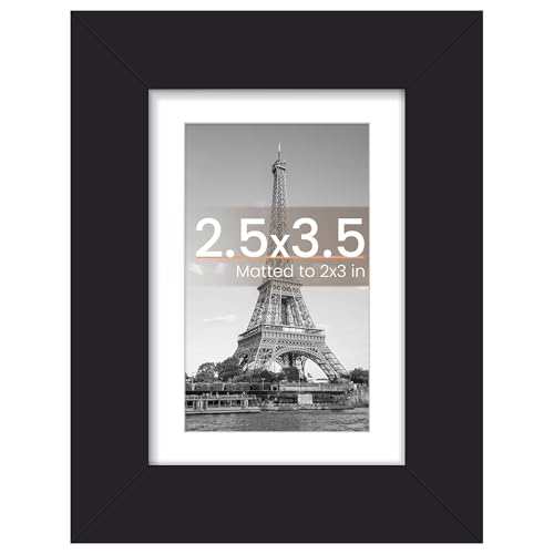 upsimples 2.5x3.5 Picture Frame, Display Pictures 2x3 with Mat or 2.5x3.5 Without Mat, Wall Hanging Photo Frame, Black, 1 Pack - color: Black, size: 2.5x3.5