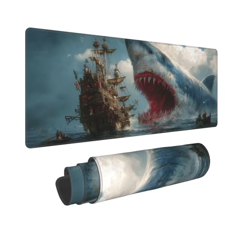 Fish Mouse Pad Extended Large Gaming Mouse Pad XL Stitched Edges for Gamer Home Office 31.5 X 11.8 Inch - color: Fish