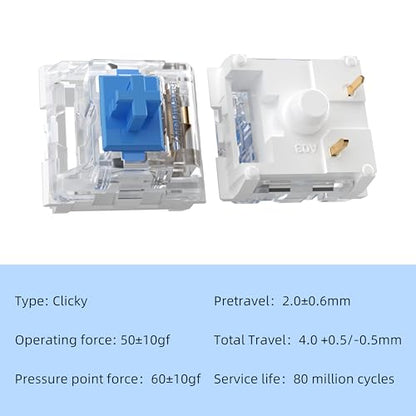 Zhouwang 36PCS Blue Switches,3 Pin Replacement Dustproof Mechanical Keyboards Switches, Suitable clicker for 3D Prints and Gaming Keyboards - color: Blue, size: 36Pcs