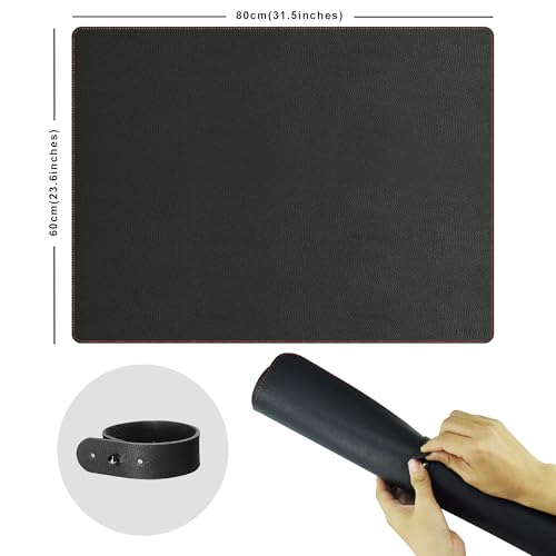 ZORESYN Leather Desk Mat 31.5 x 23.6 Inch (Black) - Extended Widen Mouse Pad, Waterproof Faux Leather Desk Pad with Non-Slip Base for Office & Home - color: Black, size: 31.5L x 23.6W inches