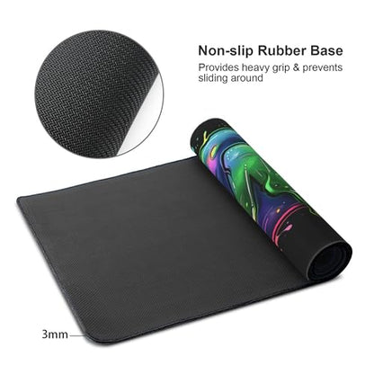 Gaming Mouse Pad, Extra Large Desk Mat, 35.4 x 15.7 Inches, Rectangular, Rubber, Anti-Slip Base, Gamer Print - color: Neon Gaming