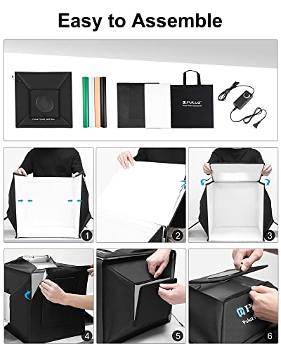 PULUZ Upgraded 16x16 inch Photo Light Box, 480 LEDs Photo Studio Tent Soft Box, CRI 95+ Dimmable Shooting Box with 4 Backdrops for Product Photography