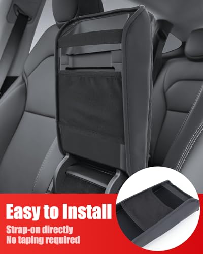 Center Console Cover for 2025 2026 Tesla Model Y Juniper, Soft PU Leather Armrest Cushion for Tesla Model 3 Highland,Elbow Support Car Interior Accessories（Black）