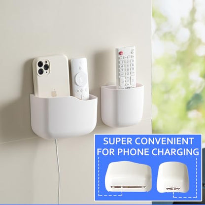 SUNFICON Wall Mount Remote Holder TV FAN Remote Control Holder Bedside Caddy Wall Organizer Phone Holder for Office Adhesive Media Player Controller Holder Box Tray Home Desk Nightstand White 3PACK - color: 3PACK WHITE