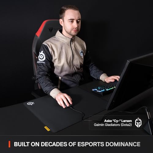 SteelSeries QcK L Performance Control Gaming Mousepad — Extra Density for a Smooth Glide — Low-Profile Edge Stitching — Non-Slip Neoprene Rubber Base — 16.54 x 19.29 inch — FPS, MOBAs, RTS, MMO - size: Large, style: Control