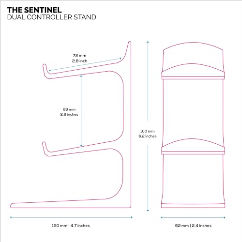 BRAINWAVZ The Sentinel - Dual Game Controller Stand for Desks, Universal Design for All Gamepads - Black