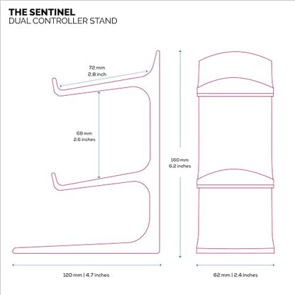 BRAINWAVZ The Sentinel - Dual Game Controller Stand for Desks, Universal Design for All Gamepads - Black