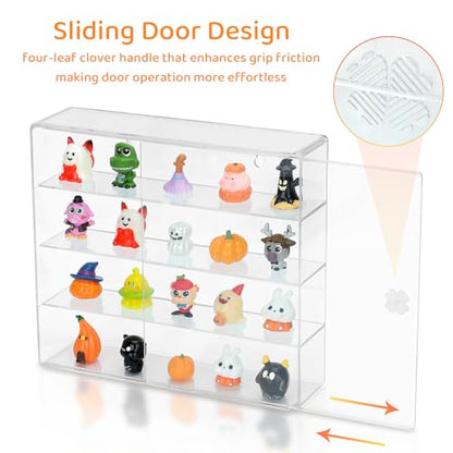 Clear Display Case 4 Compartments Storage Box Cabinet Organizer for Mini Toys, Collections and Stone