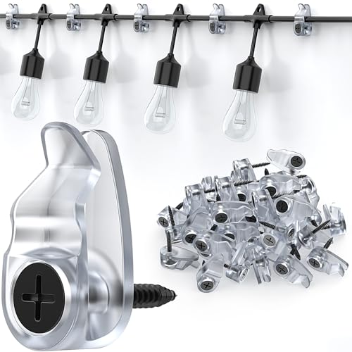 Hooks for Outdoor String Lights Clips, Christmas Light Clips Weatherproof, Lights Hanger Hooks for Hanging Christmas Light, Fairy Light, Cable, Holiday Decor - Clear, 50 Pack - color: Clear