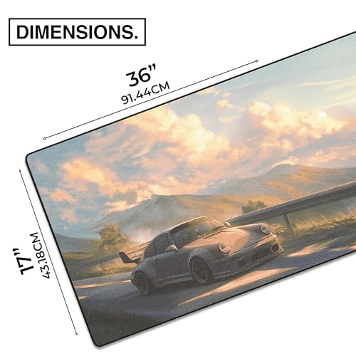 MPCO. Original Large Gaming Desk Mat – 36" x 17" Duraglyde Manga Motors Porsche-Pink Full Desk Mouse Pad for Smooth Precision – Non-Slip, Washable Extra-Large PC Mouse Pad for Gaming Sessions - color: DuraGlyde Porsche-Pink