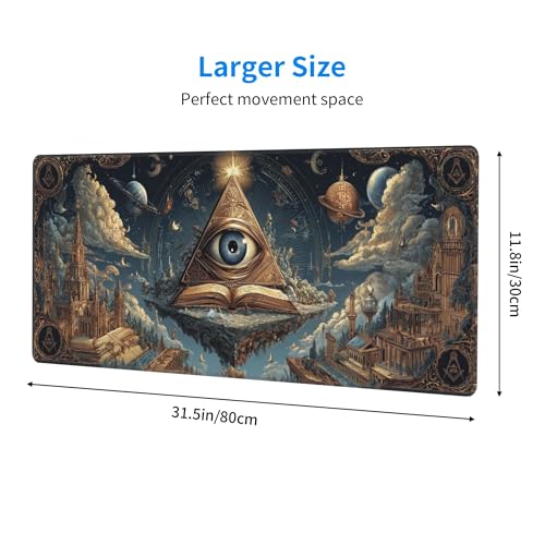 Gothic Masonic Mouse Pad Extended Large Gaming Mouse Pad XL Stitched Edges for Gamer Home Office 31.5 X 11.8 Inch - color: Gothic