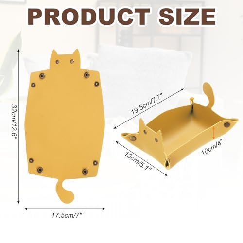 uxcell Leather Valet Tray, Folding Jewelry Tray Organizer Travel Dish Plate Desk Organizer for Women and Men Storage Jewelry Keys Wallet Coin, Light Yellow - color: Light Yellow