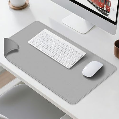Dual Sided Leather Desk Mat - Waterproof Desk Pad - Ideal for Large Mouse Pad and Desk Mats on Top of Desks (Gray, 25"*13") - color: Gray, size: 25" x 13"