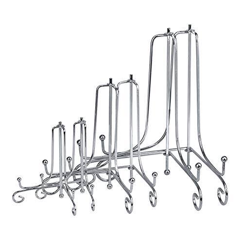 LIONWEI LIONWELI 6 Pack Iron Display Stand,Silver Iron Easel Plate Holder Stand for Displaying Pictures, Plates, Books and Arts (4, 6, 8 inch) - color: Silver