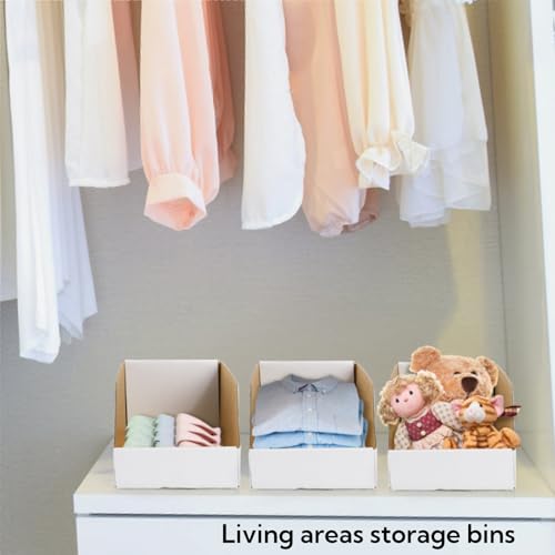 Tlence 35 Pack Cardboard Storage Bins, 12" x 6" x 4.5" Corrugated Open Top Box, White Pantry Shelf Organizer Bins for Parts Snacks, Ideal for Garage Warehouse Home Packing Moving, Easy Assembly