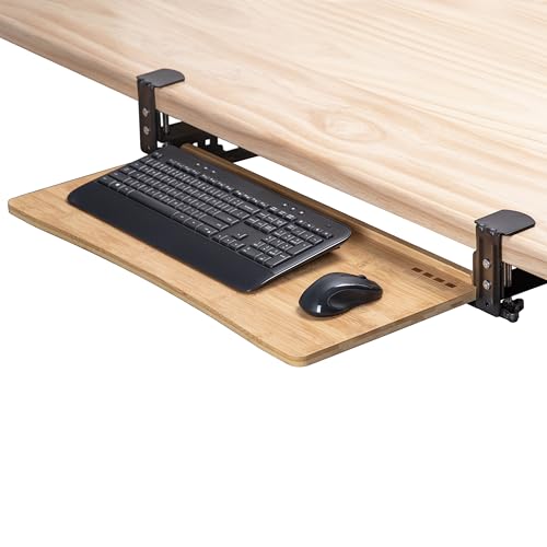 D'vine Dev Keyboard Tray Under Desk with Wrist Rest, Bamboo Wood Keyboard Drawer with Full Size Keyboard and Mouse Pad, Original Wood, KBTY-1 - color: Original Wood