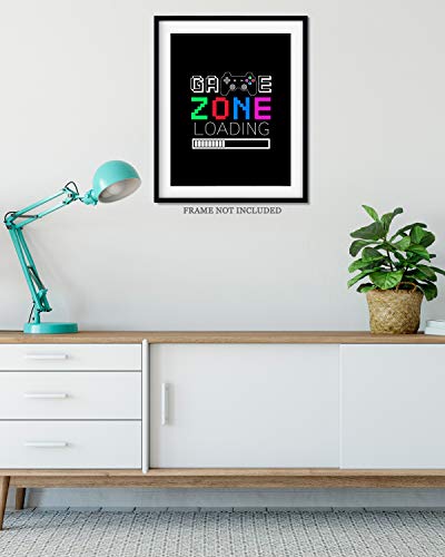 Govivo Game Zone Loading - Wall Decor Art Print with a black background - 8x10 unframed gaming-themed artwork printed on photograph paper