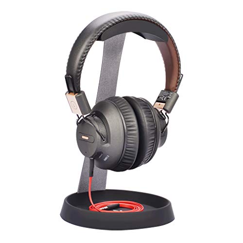 Avantree HS102 - Metal & Silicone Headphone Stand Hanger with Cable Holder, Black Desk Earphone Mount Rack, Fancy Music Studio Accessories