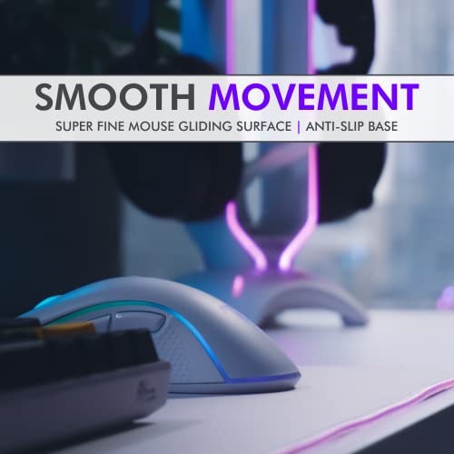 Tilted Nation Bone White Gaming Mouse Pad RGB - Large LED Mousepad - LED Desk mat with 8 Adjustable Light Modes - Non Slip Rubber Base, Easy to Clean Water Proof Surface Mat for Keyboard and Mouse - color: White