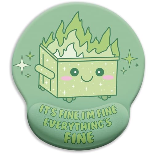 Blusabaca Dumpster on Fire Mouse Pad with Wrist Rest, Funny Cute Ergonomic Mouse Pads for Desk Wrist Support, Mousepad for Wireless Mouse Gaming Work Home Desk Accessories Office Supplies Decor Women - color: Dumpster Green