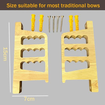 Archery Wall-Mounted Bow Rack and Arrow Holder ， Bow Wall Mount Storage for Recurve Bow Traditional Longbow - Arrows Display Hanger Brackets for Wall in Home（Oak Material）