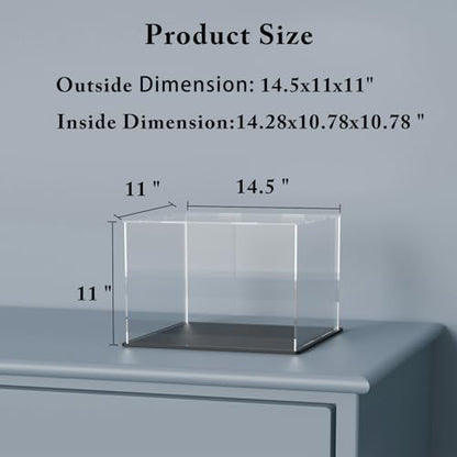 Acrylic Box with Matt Black Base, Simple Self-Assembly Clear Acrylic Display Case, 14.5x11x11 inch Showcase with Lid for Collectibles & DIY Dollhouse - color: Matt Black, size: 14.5x11x11 inch