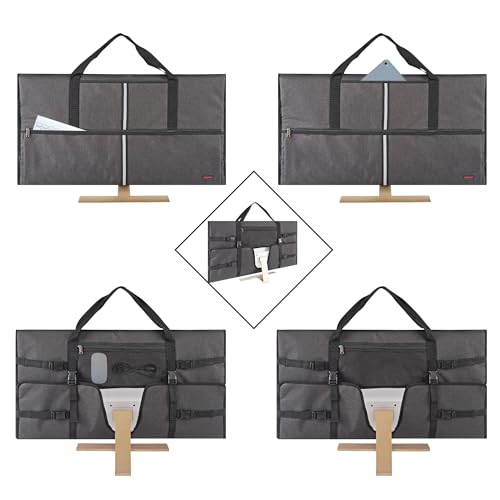 32" Monitor Travel Carrying Bag Compatible with Desktop AIO Computer | Dark Grey | Thick Foam Padding | Reinforced Carry Straps | For Desktop AIO Moving - color: Dark Gray