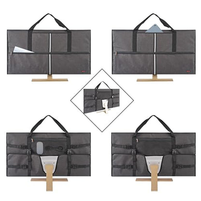 32" Monitor Travel Carrying Bag Compatible with Desktop AIO Computer | Dark Grey | Thick Foam Padding | Reinforced Carry Straps | For Desktop AIO Moving - color: Dark Gray