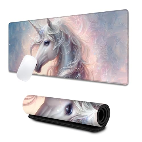 Elegant Unicorn Large Gaming Desk Mat,Rubber Non-Slip Mystical Fantasy Mouse Pad,31.5x11.8x0.12in Extended Animal Mousepad,Game Lover Mice Pads Gifts,Office Home Deskmat Decor - color: Unicorn