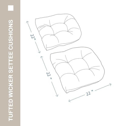 Outdoor Chair Cushions 22x22x4 Inch Set of 2, Seat Pads with Ties, Taupe - color: Taupe, size: 22x22x4"