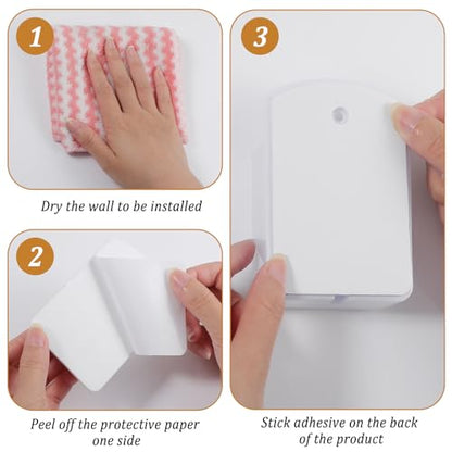 12pcs Wall Mount Remote Control Holder Organizer with Strong Adhesive Tape, ABS Plastic Storage Box for TV Remotes, Pens, Keys, Toothbrushes, Makeup Brushes, White Color