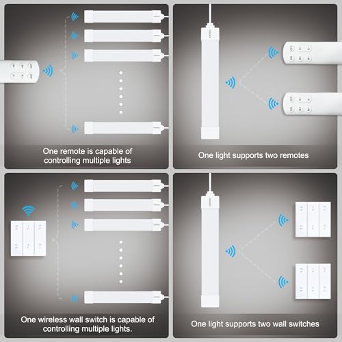 LED Tube Light Fixture with Plug Under Cabinet Lighting Dimming and Color With Remote wireless wall switch 16 inch 15W 1500LM 3000-6500K adjustable LED Tube Light Fixture for Cabinet Closet Office - size: 16 inch