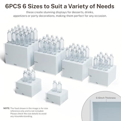 6 Pcs White Acrylic Buffet Risers, Food Risers Display Stands for Buffet Table Party Catering Dessert Jewelry Collectibles,Acrylic Cube Nesting Boxes with Hollow Bottoms 6 Sizes (10" 9" 8" 7" 6" 5") - size: 10" 9" 8" 7" 6" 5"（6）