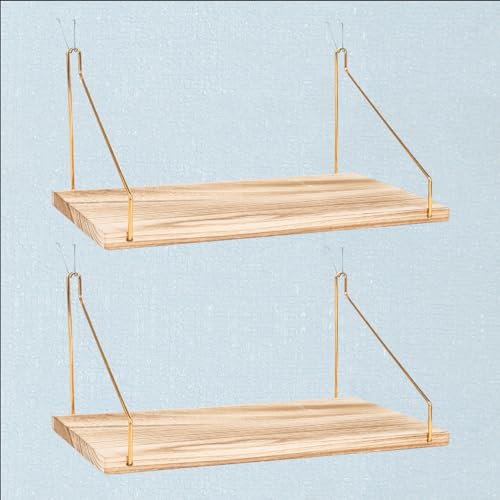 2-Pack Cubicle Shelf For Fabric Walls With Hooks：12x6.0in Wooden Cubicle Shelf Hanging Gold Bracket Use For Office Cubicle Accessories Office Stylish Ations Cubicle Decorations For Women Desk - color: Gold