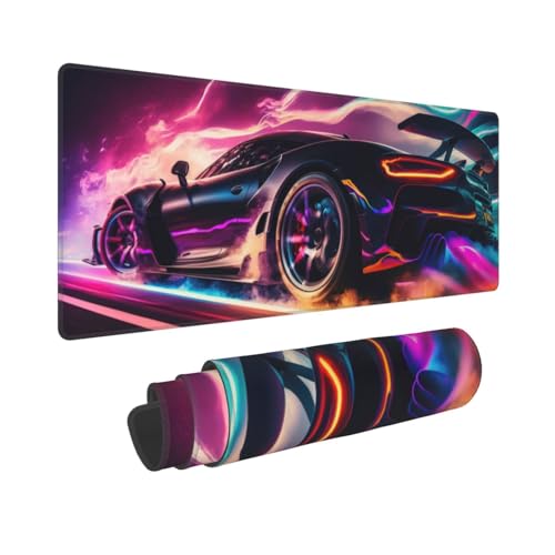 Race Car Gaming Mouse Pad, Sports Car Racing Car Game Large Extended Desk Mat 11.8X 31.5 inches with Non-Slip Base & Stitched Edges, Waterproof Desk Mat for Office, Home, Laptop, Computer Keyboard - color: Race Car_05