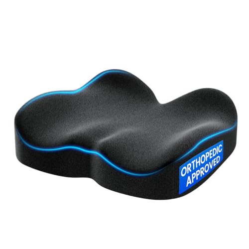 Benazcap Memory Foam Seat Cushion, Ergonomic Office Chair Pressure Relief | Premium memory foam cushion with breathable cover, ergonomic design for office chairs, cars, wheelchairs. - color: Black, size: 15.75×18.50×1.97 / 4.13 inch